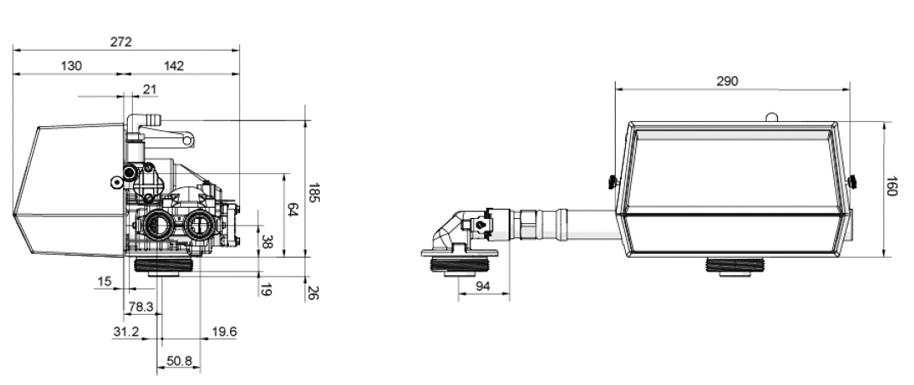 Размеры Проматик 300 C5 C (умягчение, счётчик)